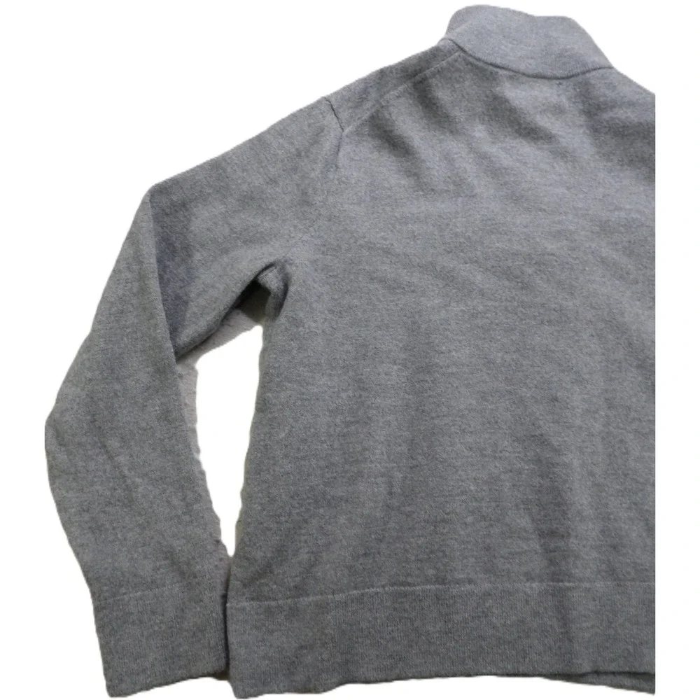 Banana Republic Sweater Men L Gray Italian Merino Wool Mockneck Knit 1/4 Zip Top